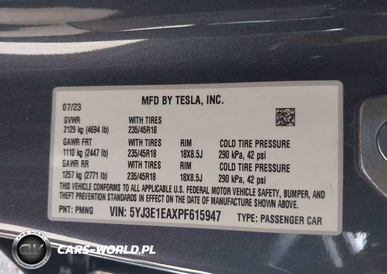2023 Tesla Model 3 Rear-Wheel Drive VIN:5YJ3E1EAXPF615947 - 9