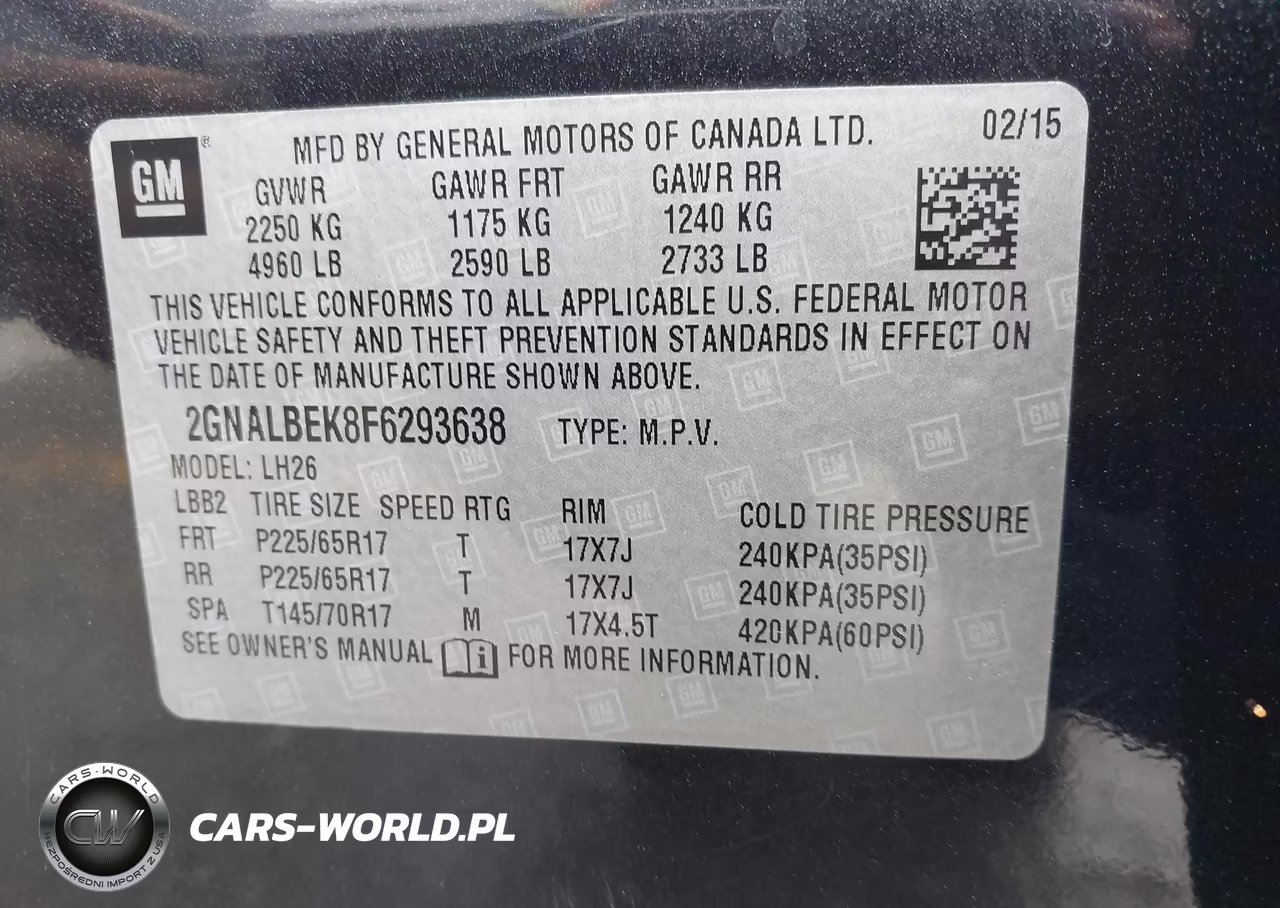 2015 Chevrolet Equinox Lt VIN:2GNALBEK8F6293638 - 9
