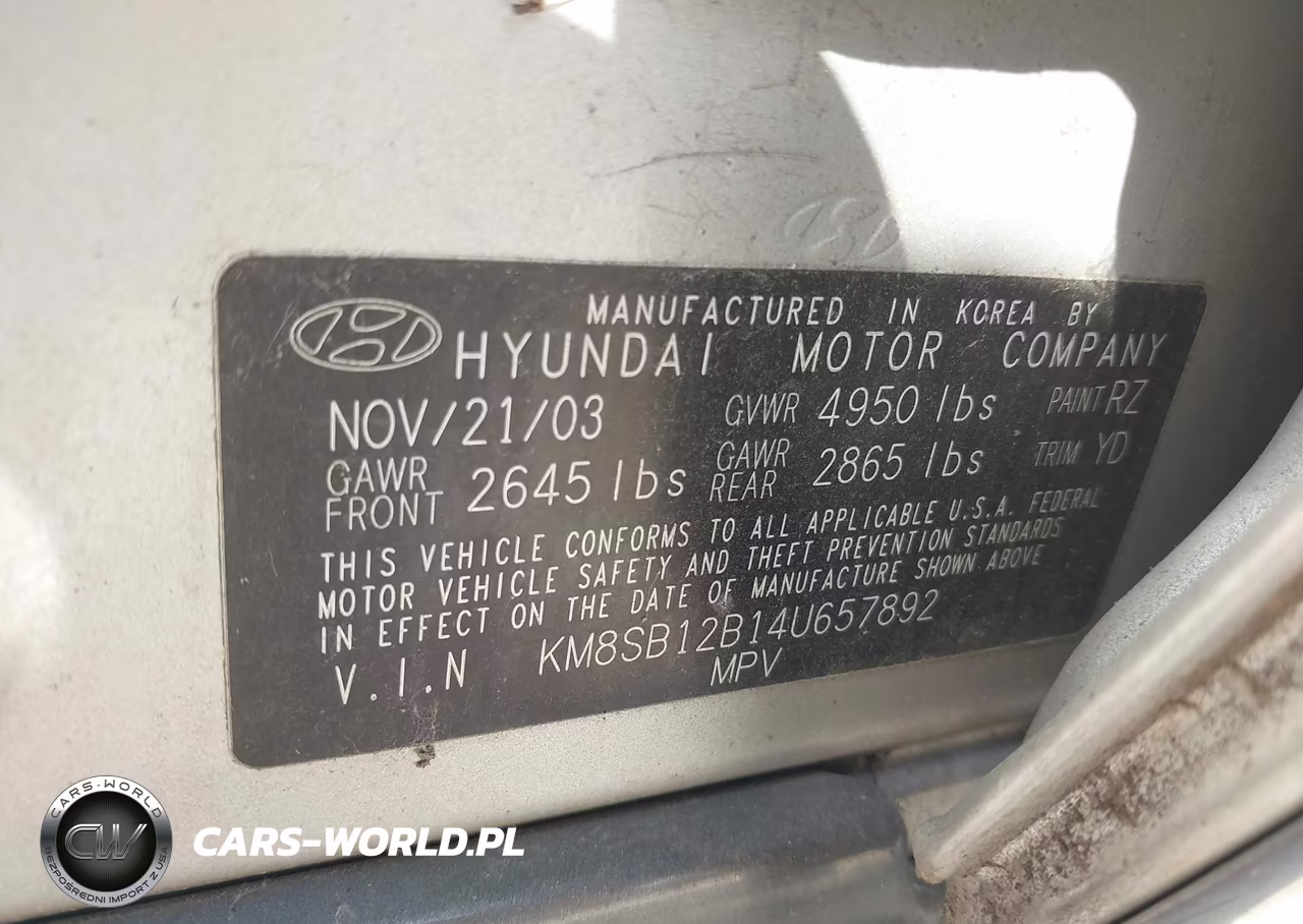 2004 Hyundai Santa Fe VIN:KM8SB12B14U657892 - 9