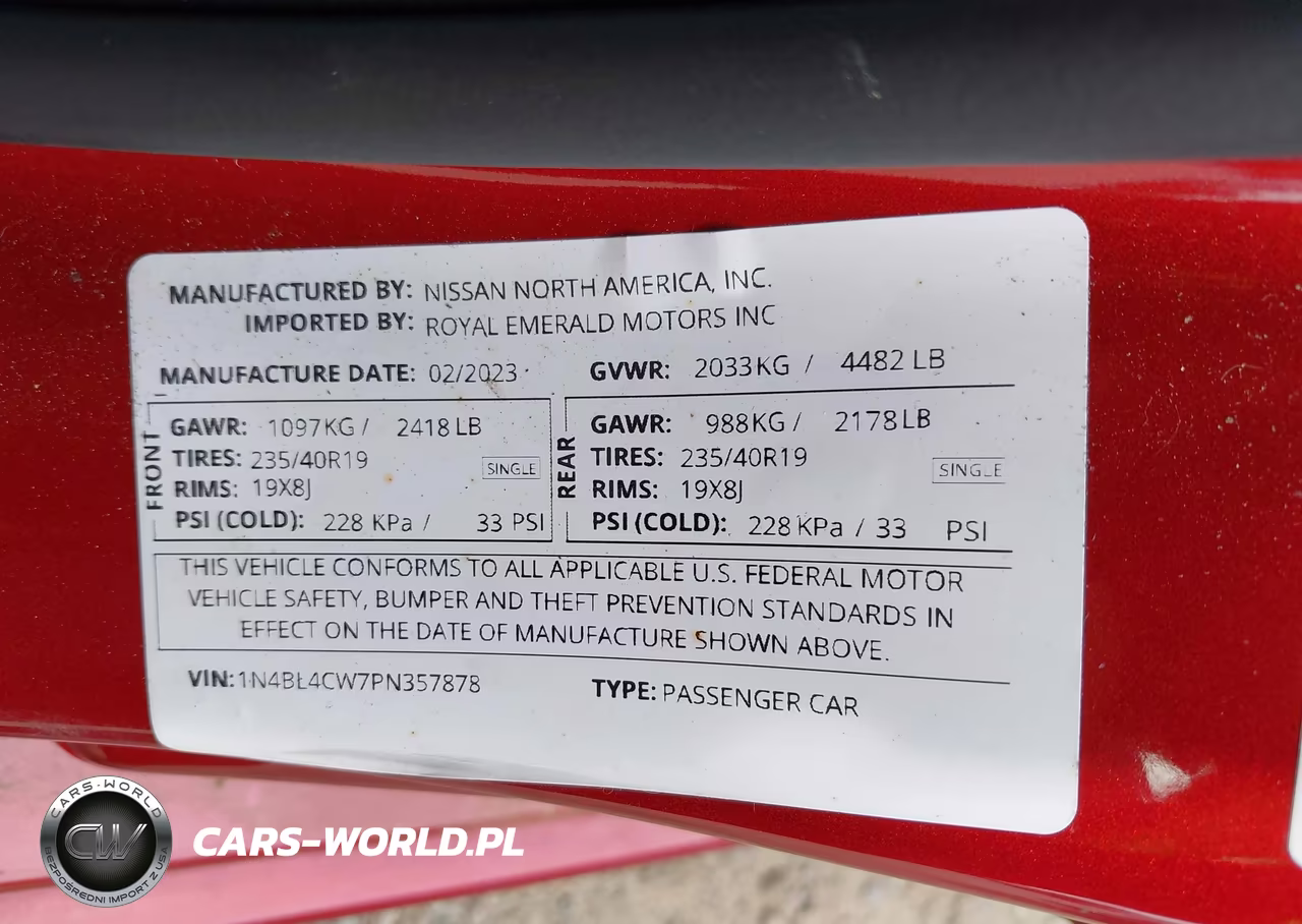 2023 Nissan Altima Sr Intelligent Awd VIN:1N4BL4CW7PN357878 - 9