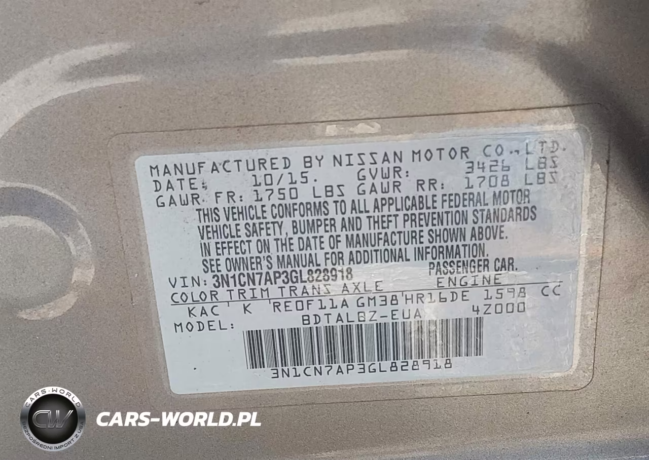 2016 Nissan Versa 1.6 Sv VIN:3N1CN7AP3GL828918 - 9