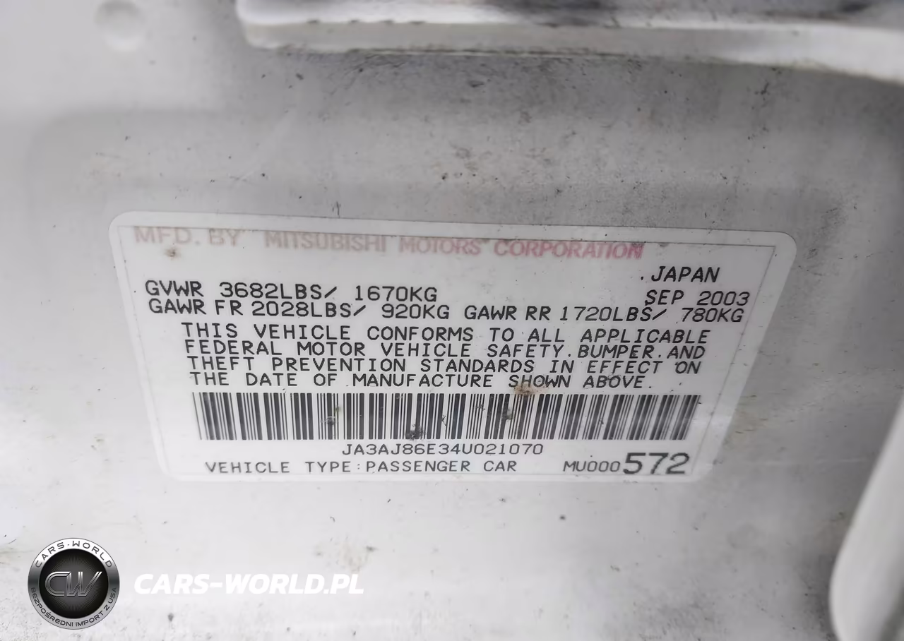 2004 Mitsubishi Lancer Oz Rally VIN:JA3AJ86E34U021070 - 9