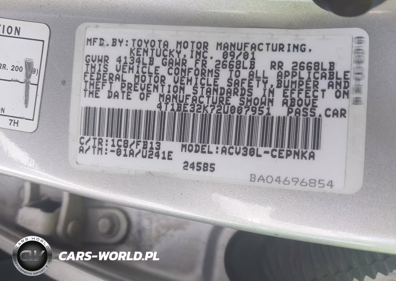 2002 Toyota Camry Le VIN:4T1BE32K72U007951 - 9