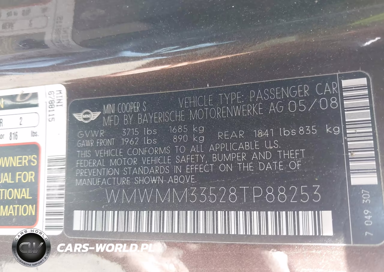 2008 Mini Cooper S Clubman VIN:WMWMM33528TP88253 - 9