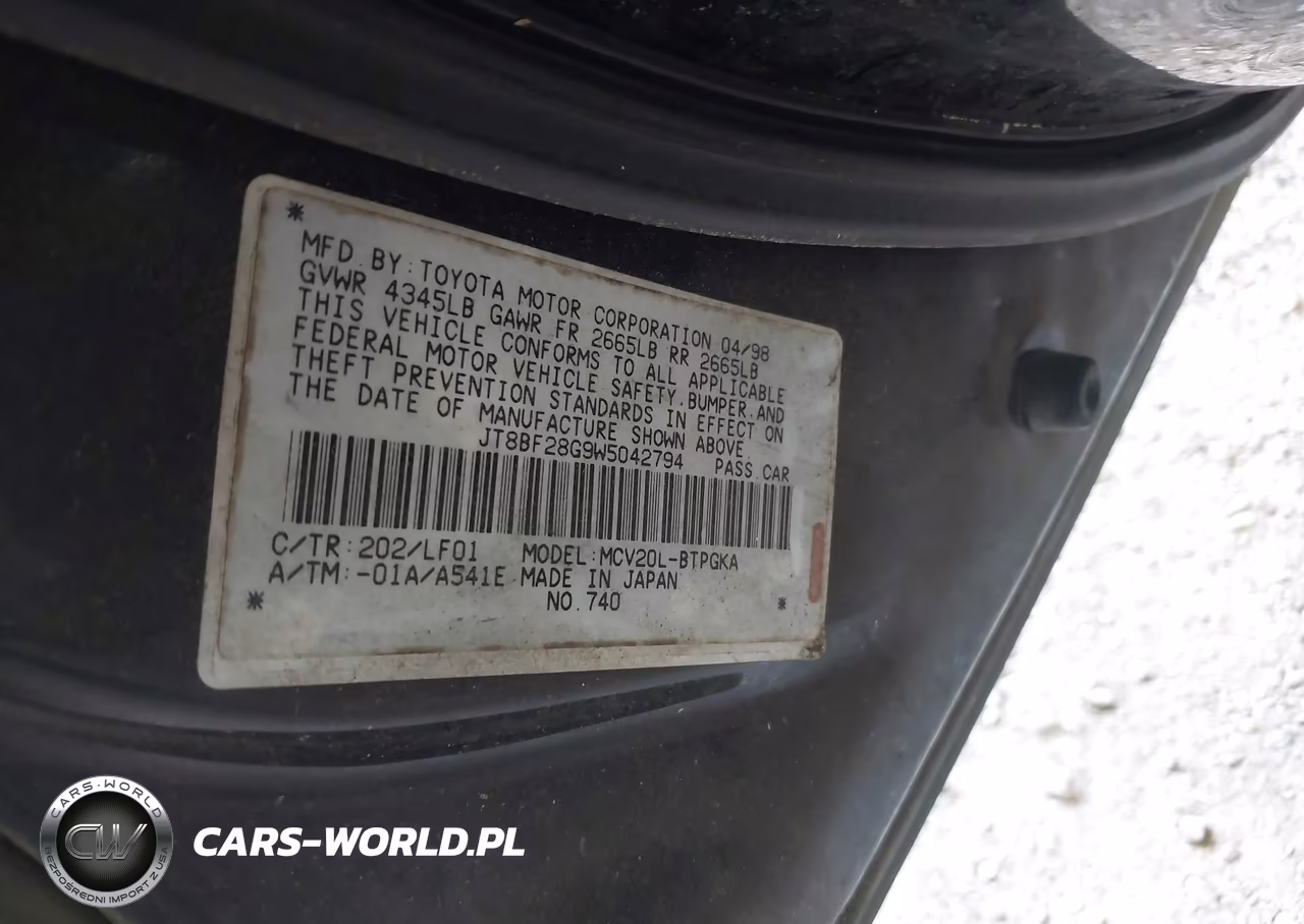 1998 Lexus Es 300 VIN:JT8BF28G9W5042794 - 9