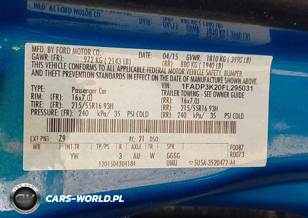 2015 Ford Focus Se VIN:1FADP3K20FL295031 - 9