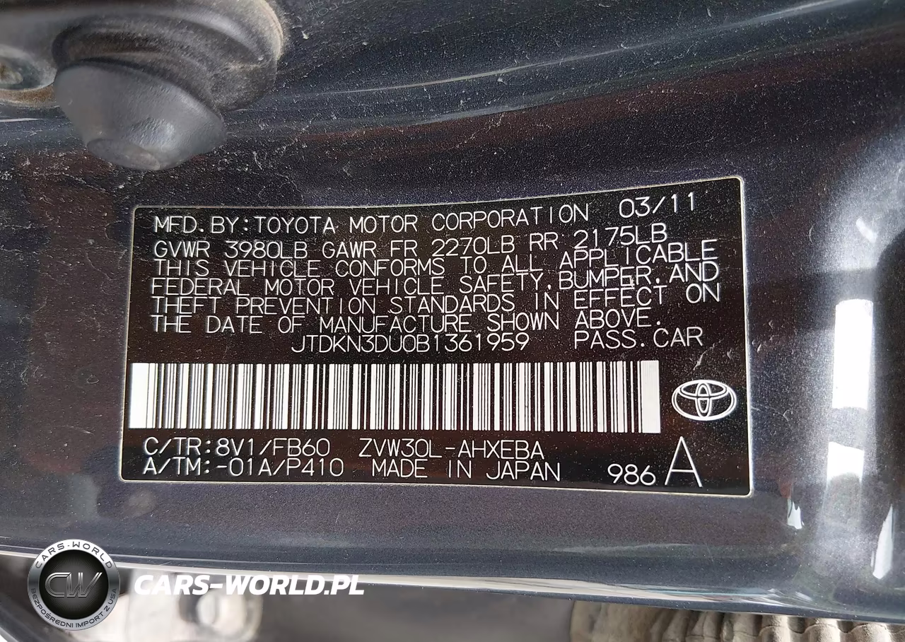 2011 Toyota Prius Two VIN:JTDKN3DU0B1361959 - 9