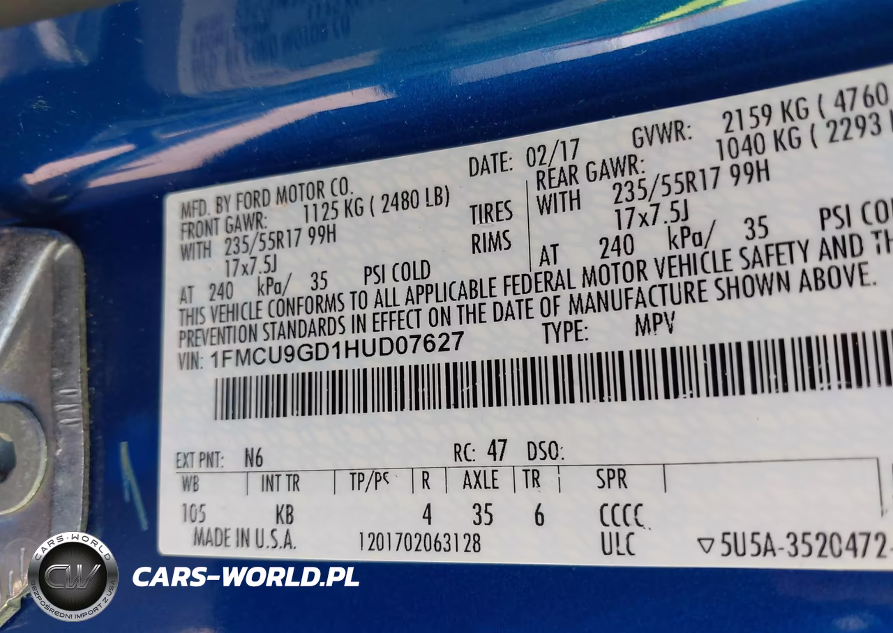2017 Ford Escape Se VIN:1FMCU9GD1HUD07627 - 9