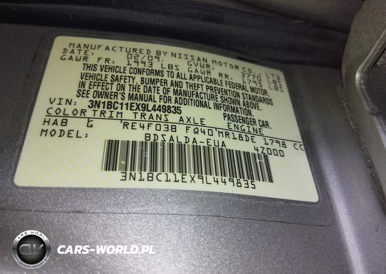 2009 Nissan Versa 1.8S VIN:3N1BC11EX9L449835 - 9