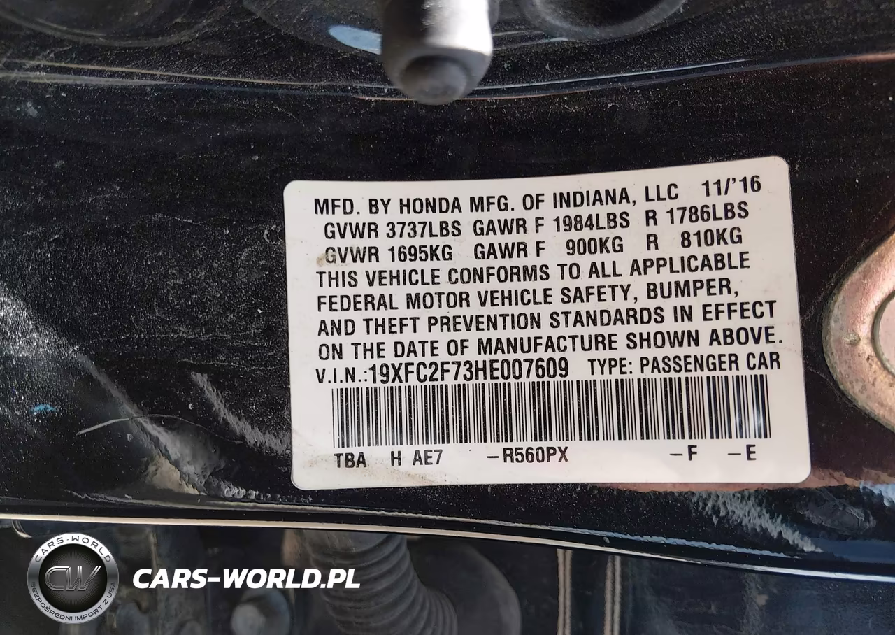 2017 Honda Civic Ex VIN:19XFC2F73HE007609 - 9