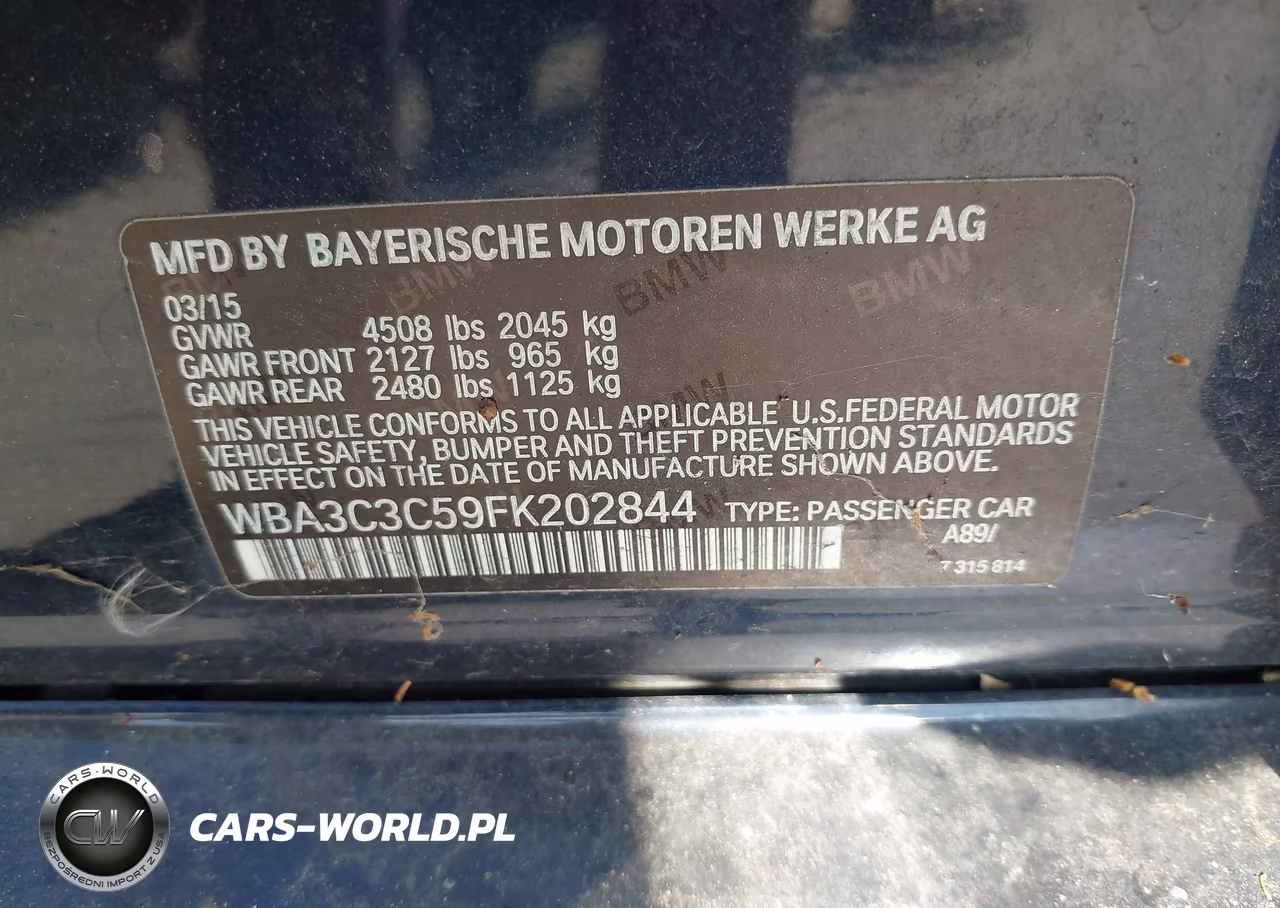 2015 BMW 320I xDrive VIN:WBA3C3C59FK202844 - 9