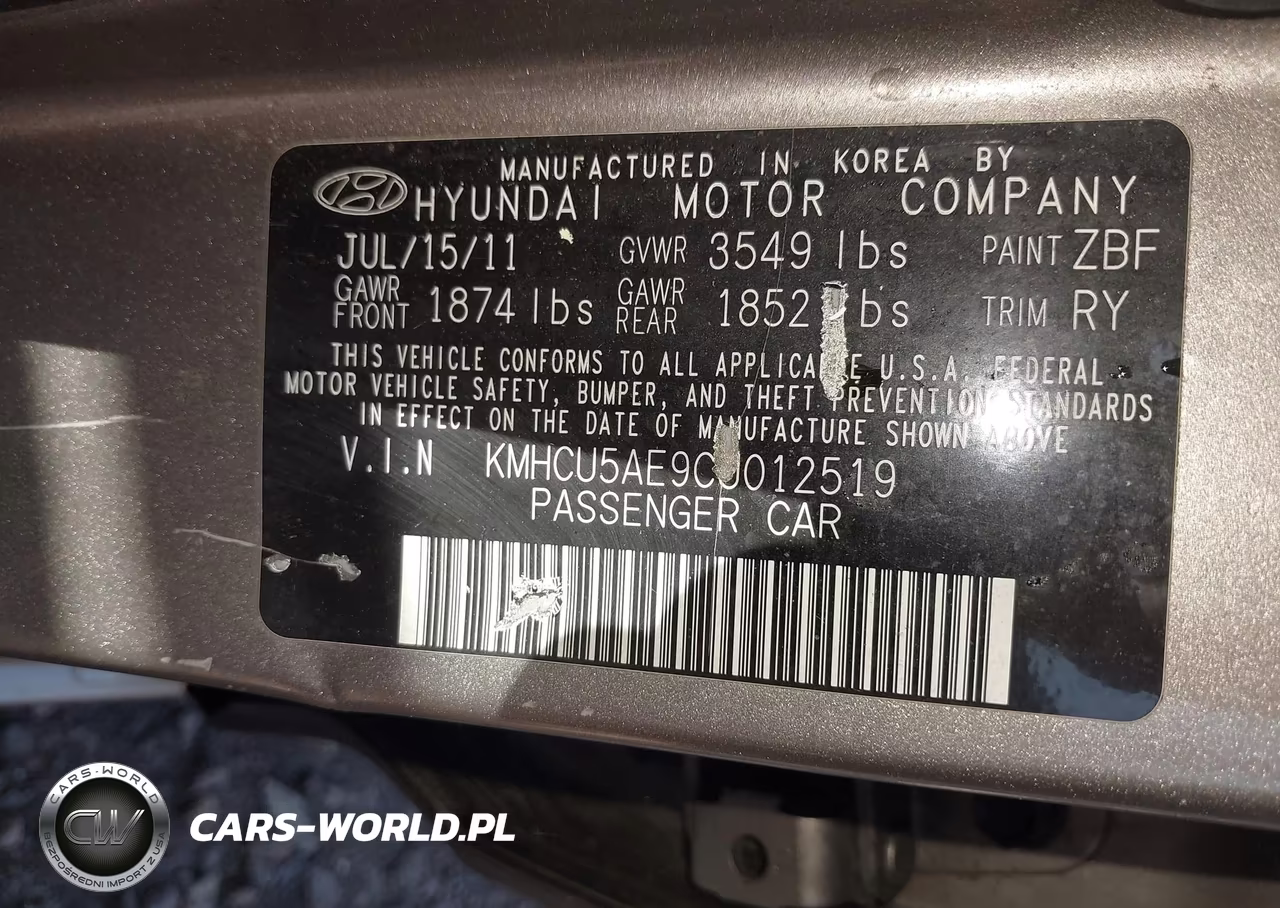 2012 Hyundai Accent Se VIN:KMHCU5AE9CU012519 - 9