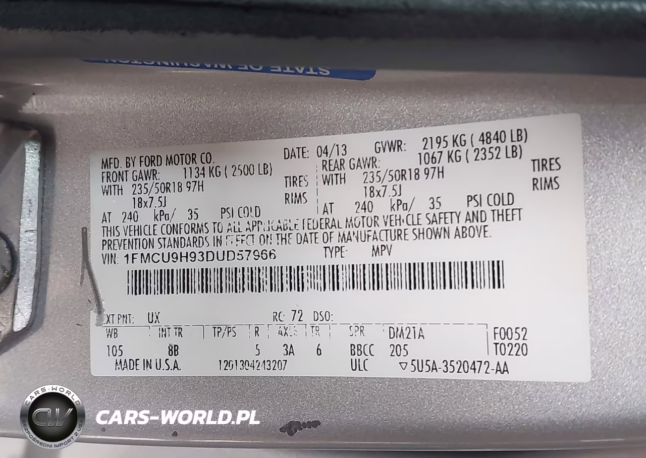2013 Ford Escape Sel VIN:1FMCU9H93DUD57966 - 9