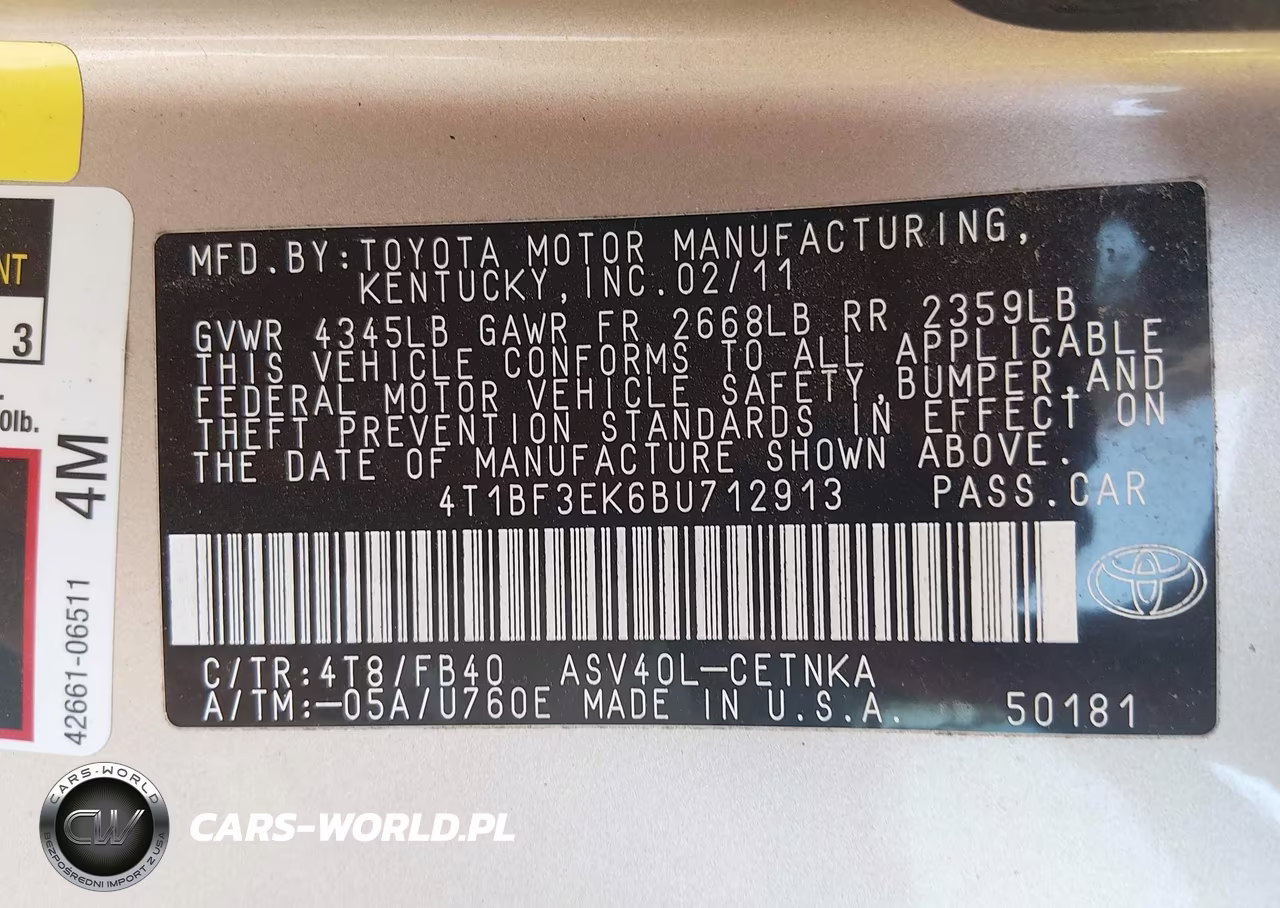 2011 Toyota Camry Le VIN:4T1BF3EK6BU712913 - 9
