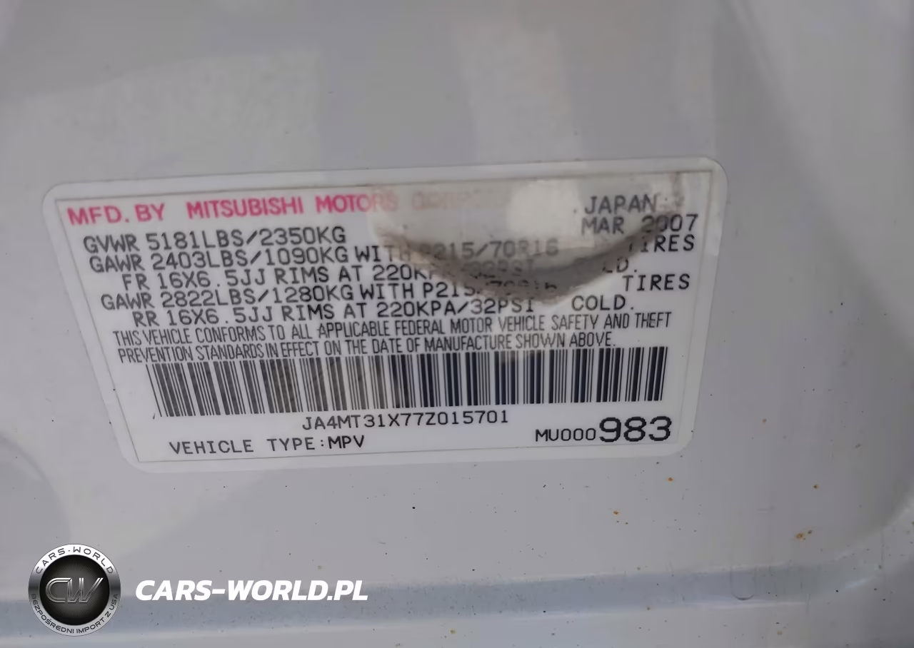 2007 Mitsubishi Outlander Ls VIN:JA4MT31X77Z015701 - 9