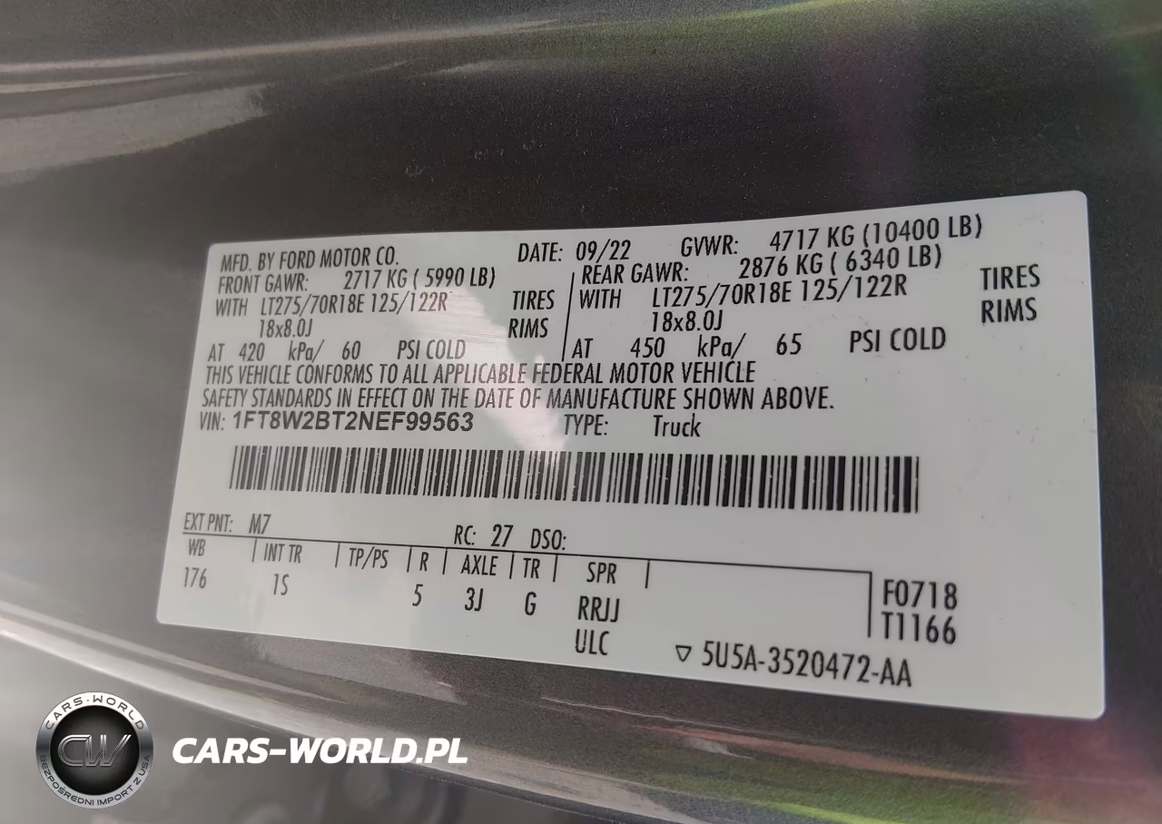 2022 Ford F-250 Xl VIN:1FT8W2BT2NEF99563 - 9