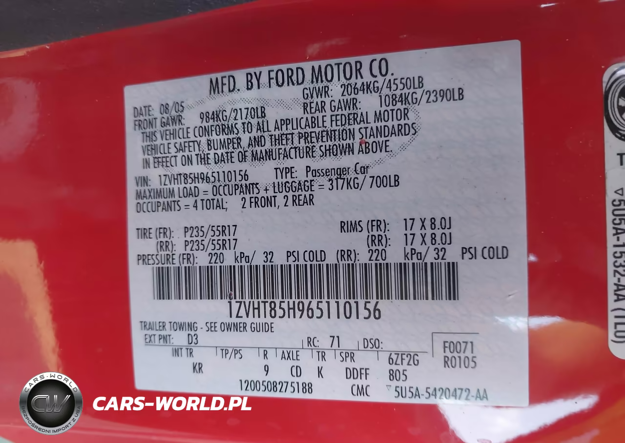 2006 Ford Mustang Gt VIN:1ZVHT85H965110156 - 9