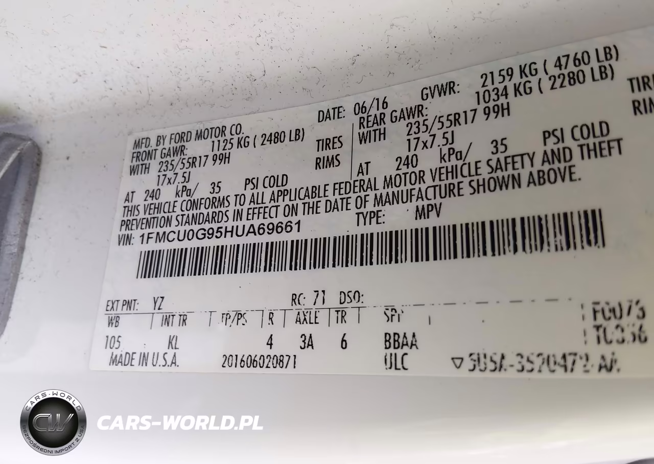 2017 Ford Escape Se VIN:1FMCU0G95HUA69661 - 9