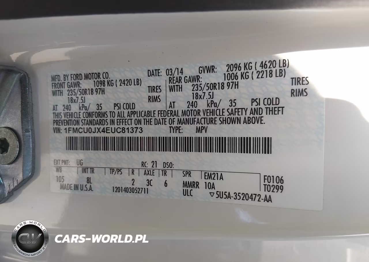 2014 Ford Escape Titanium VIN:1FMCU0JX4EUC81373 - 9