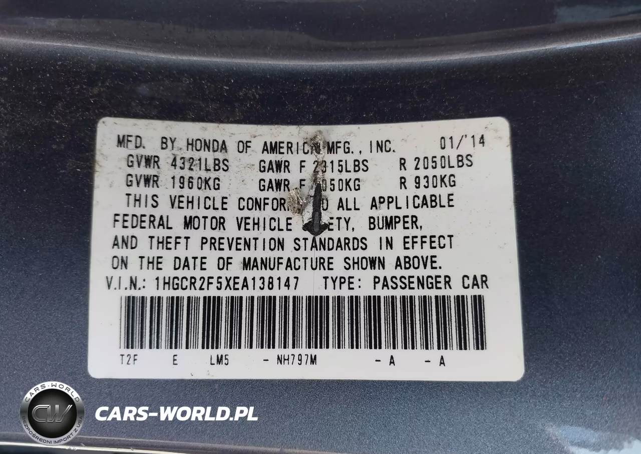 2014 Honda Accord Sport VIN:1HGCR2F5XEA138147 - 9