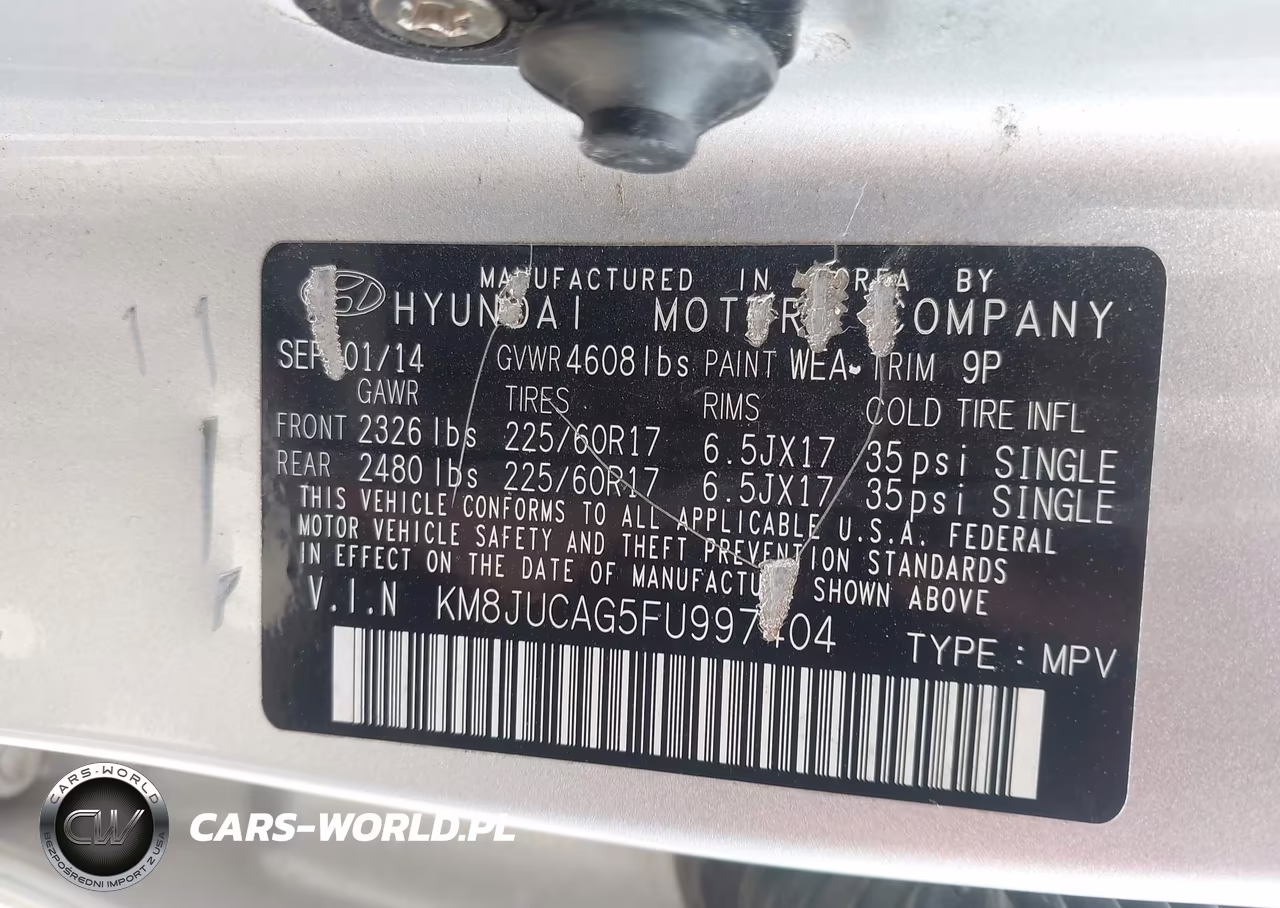 2015 Hyundai Tucson Se VIN:KM8JUCAG5FU997404 - 9