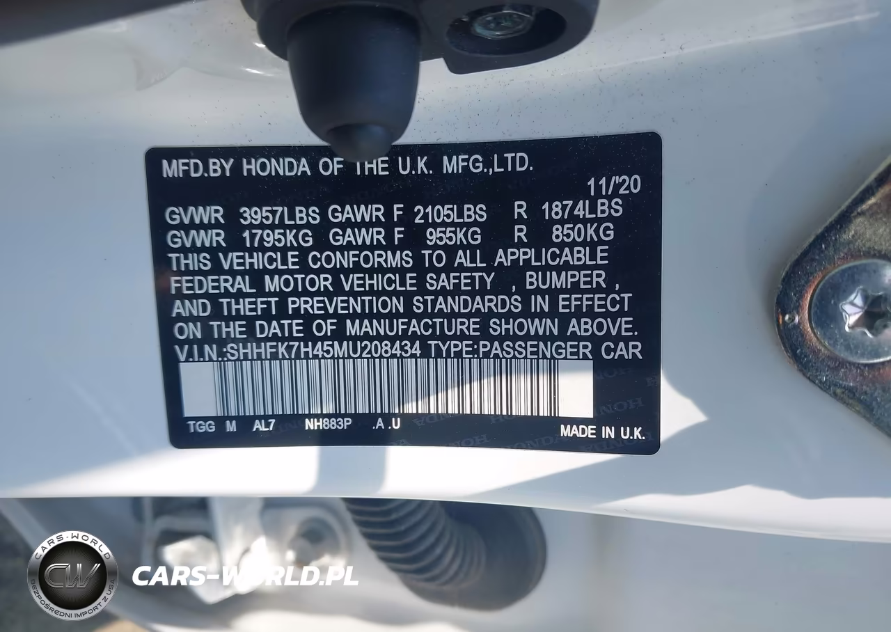 2021 Honda Civic Sport VIN:SHHFK7H45MU208434 - 9