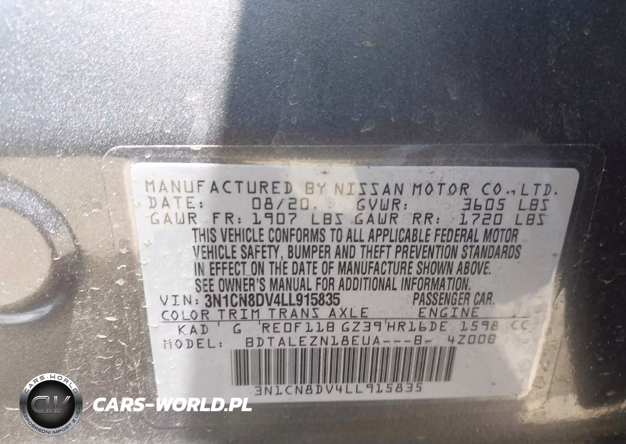 2020 Nissan Versa S Xtronic Cvt VIN:3N1CN8DV4LL915835 - 9