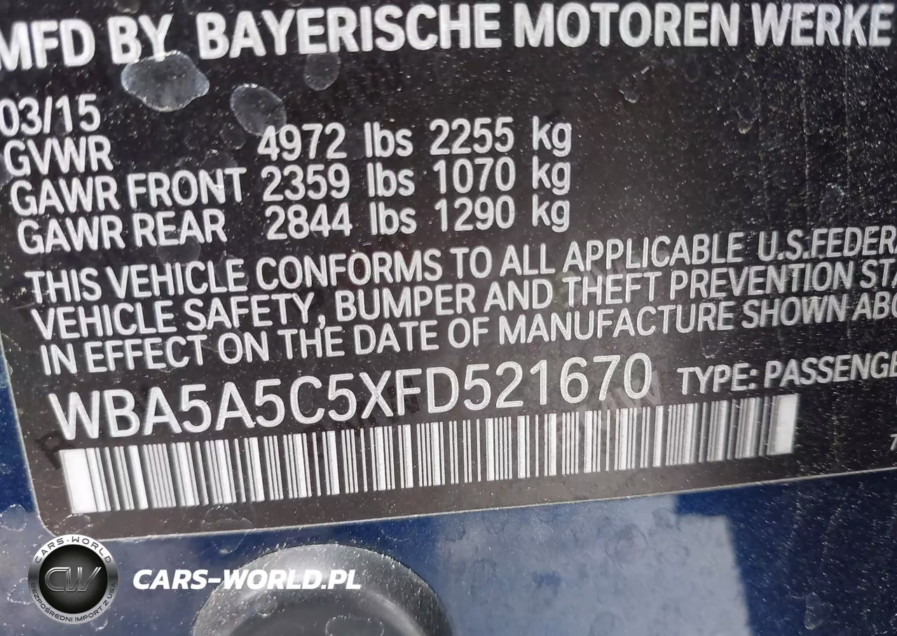 2015 BMW 528I VIN:WBA5A5C5XFD521670 - 9