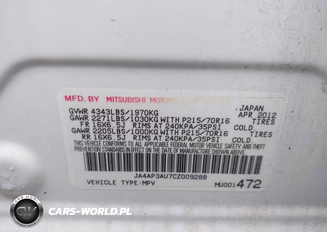 2012 Mitsubishi Outlander Sport Es VIN:JA4AP3AU7CZ009288 - 9