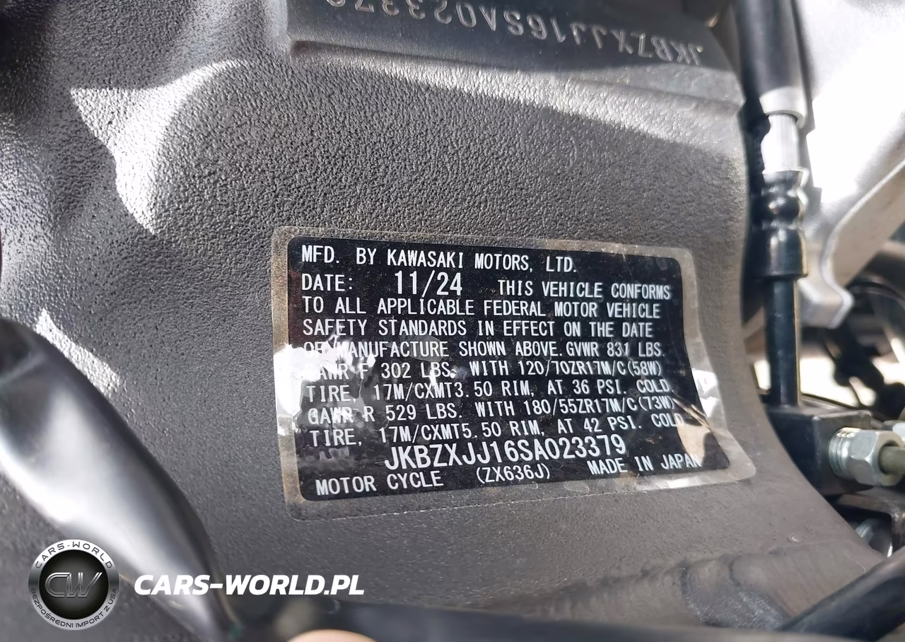 2025 Kawasaki Zx636 K VIN:JKBZXJJ16SA023379 - 10