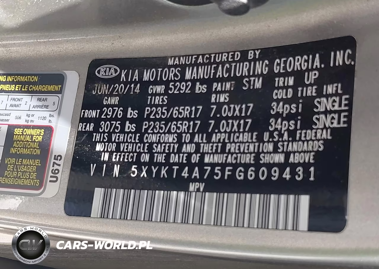 2015 Kia Sorento Lx V6 VIN:5XYKT4A75FG609431 - 9