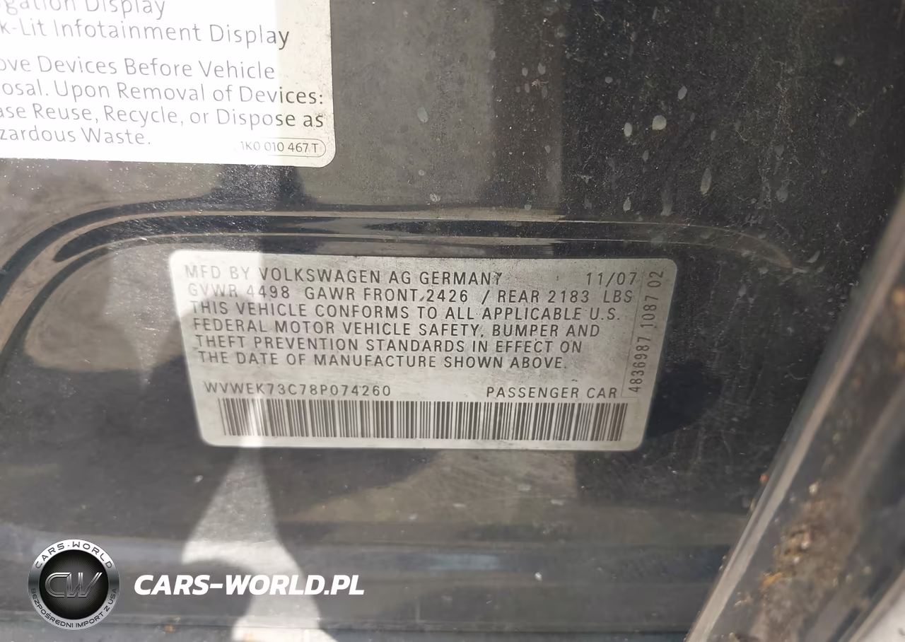 2008 Volkswagen Passat Lux VIN:WVWEK73C78P074260 - 9