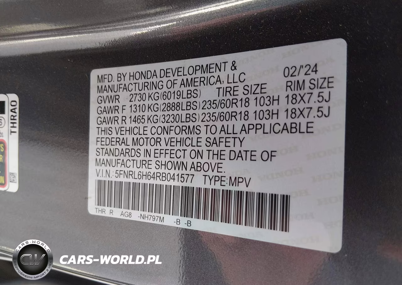 2024 Honda Odyssey Ex-L VIN:5FNRL6H64RB041577 - 9