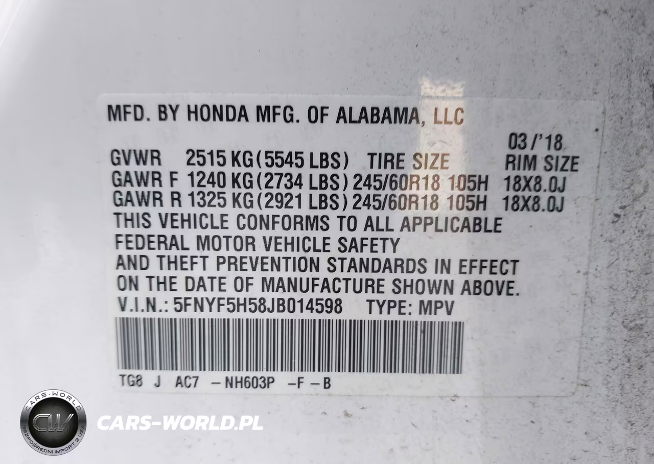 2018 Honda Pilot Ex-L VIN:5FNYF5H58JB014598 - 9
