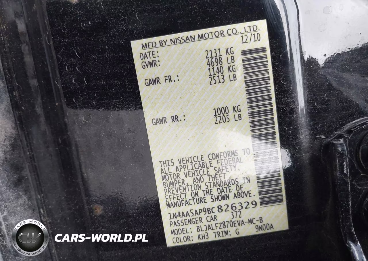 2011 Nissan Maxima 3.5 Sv VIN:1N4AA5AP9BC826329 - 9