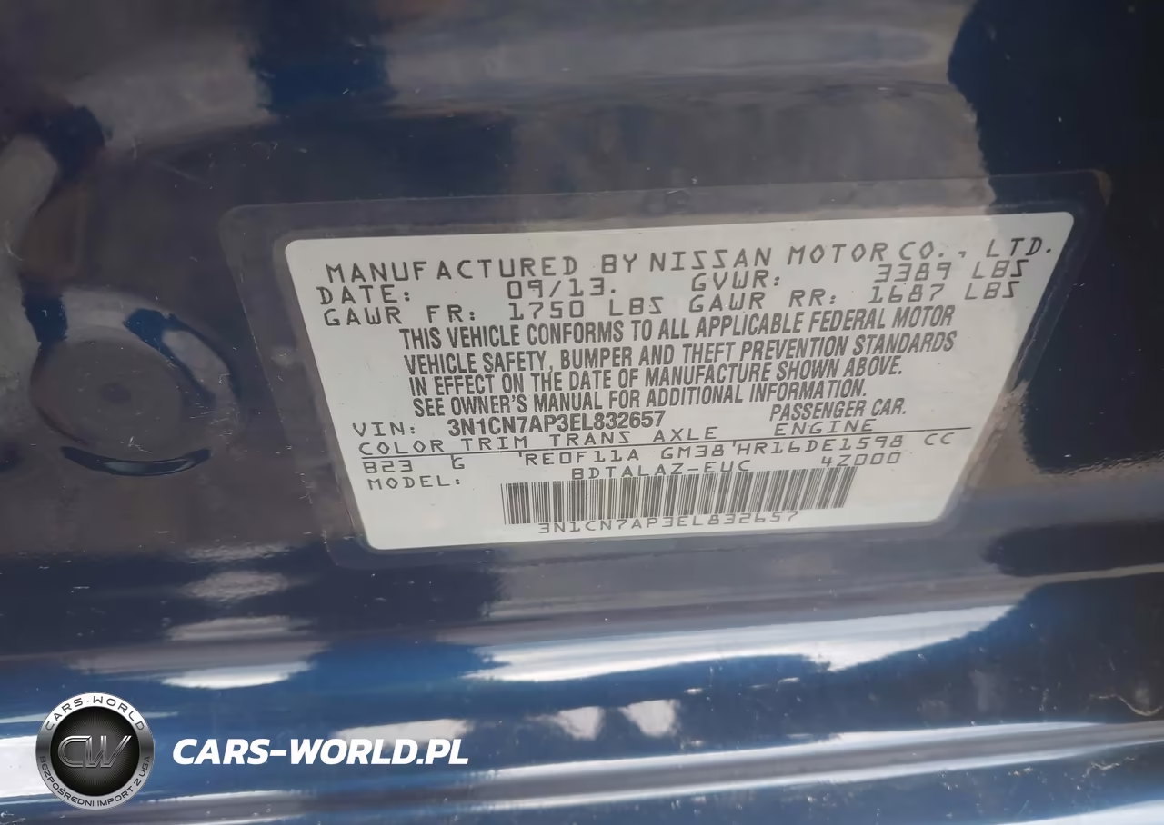 2014 Nissan Versa 1.6 S+ VIN:3N1CN7AP3EL832657 - 9