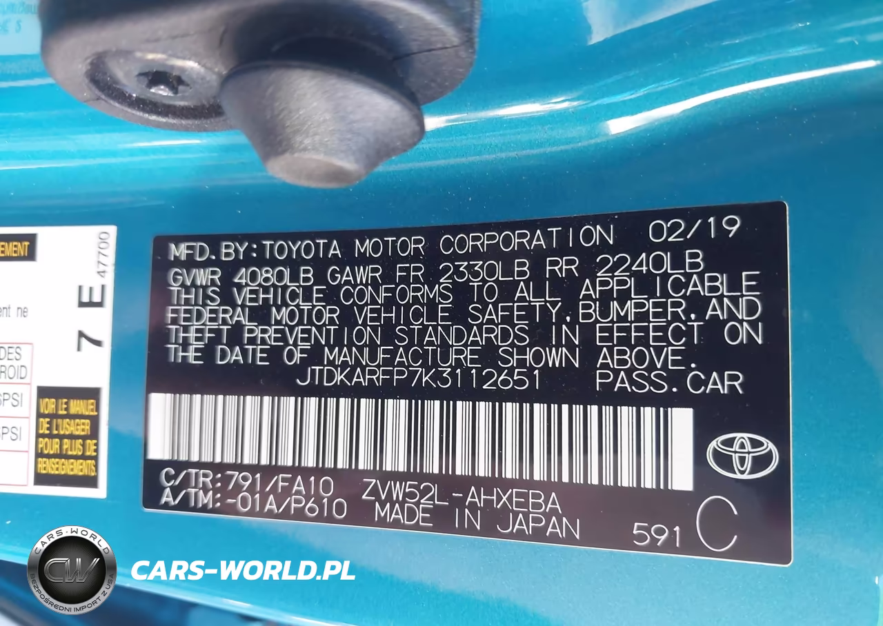 TOYOTA PRIUS PRIM VIN:JTDKARFP7K3112651 - 9