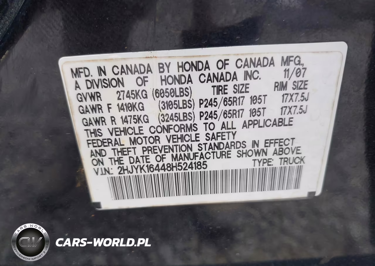2008 Honda Ridgeline Rts VIN:2HJYK16448H524185 - 9
