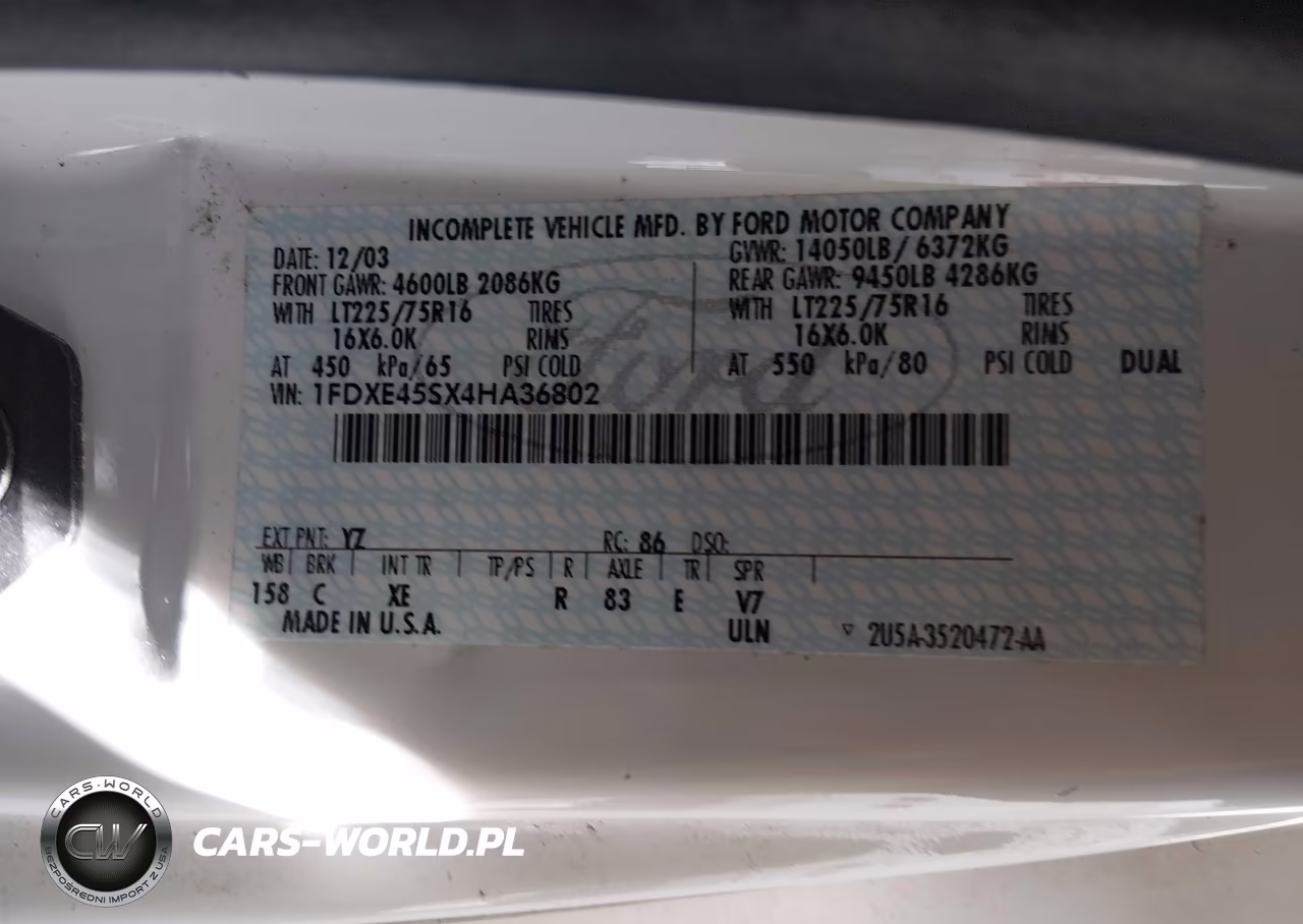 2004 Ford E-450 Cutaway VIN:1FDXE45SX4HA36802 - 9