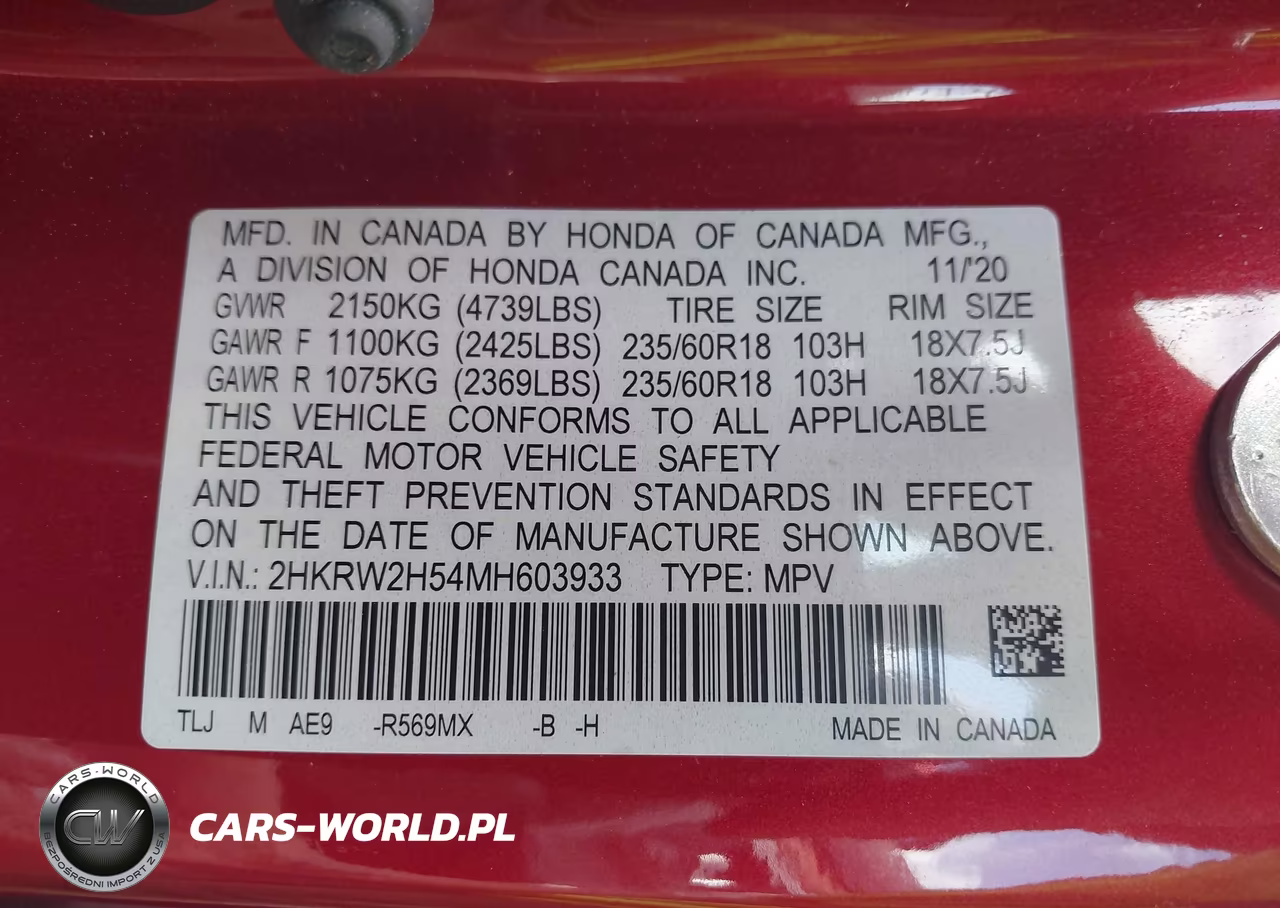 2021 Honda Cr-V Awd Ex VIN:2HKRW2H54MH603933 - 9