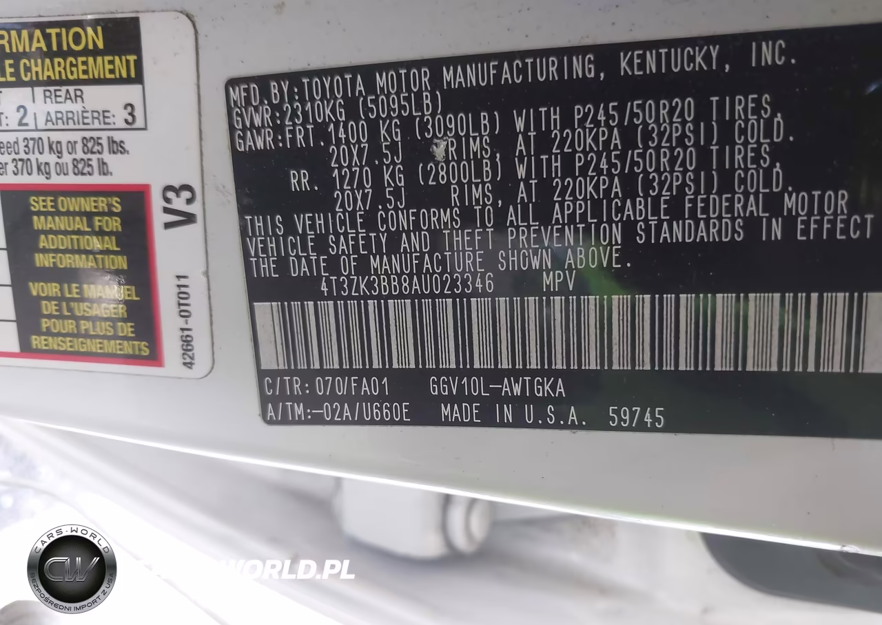 2010 Toyota Venza Base V6 VIN:4T3ZK3BB8AU023346 - 9