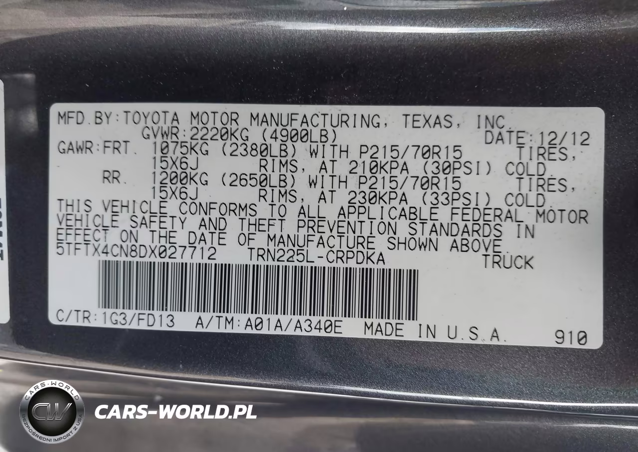2013 Toyota Tacoma VIN:5TFTX4CN8DX027712 - 9