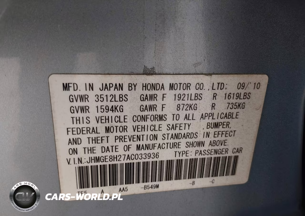 2010 Honda Fit VIN:JHMGE8H27AC033936 - 9