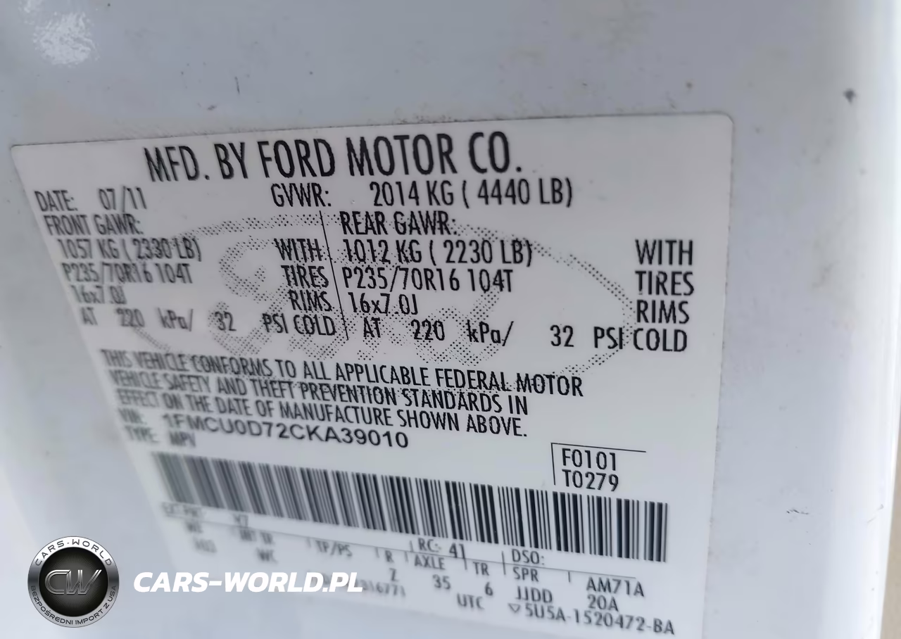 2012 Ford Escape Xlt VIN:1FMCU0D72CKA39010 - 9
