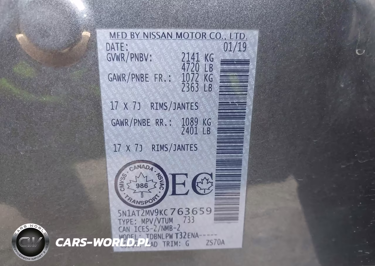2019 Nissan Rogue S-Sl-Sv VIN:5N1AT2MV9KC763659 - 9