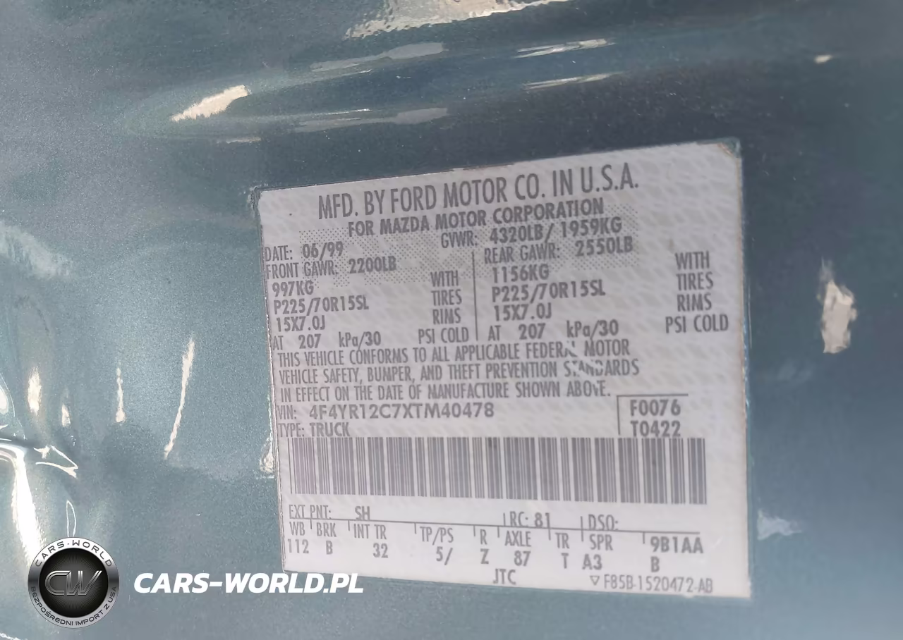 1999 Mazda B2500 Se-Sx-Tl VIN:4F4YR12C7XTM40478 - 9