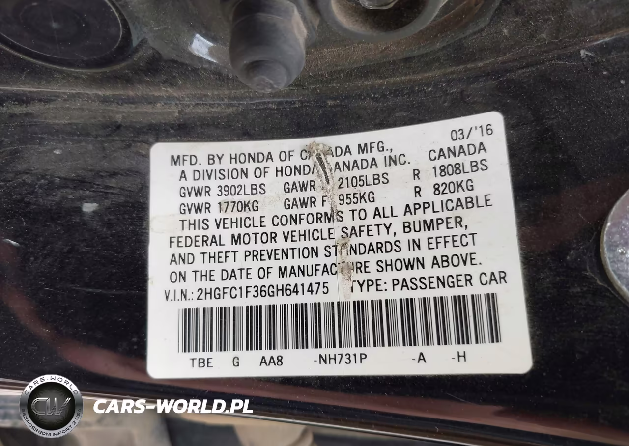2016 Honda Civic Ex-T VIN:2HGFC1F36GH641475 - 9