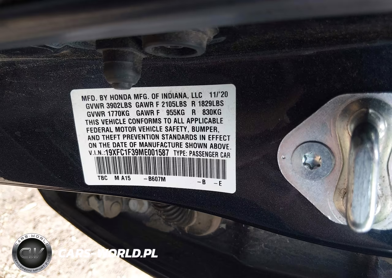 2021 Honda Civic Ex VIN:19XFC1F39ME001587 - 9