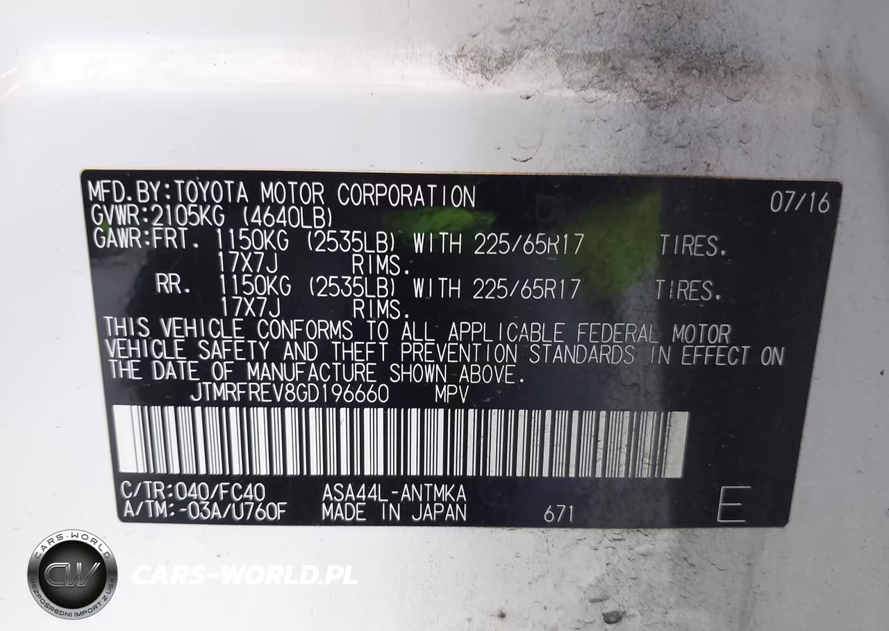 2016 Toyota Rav4 Xle VIN:JTMRFREV8GD196660 - 9