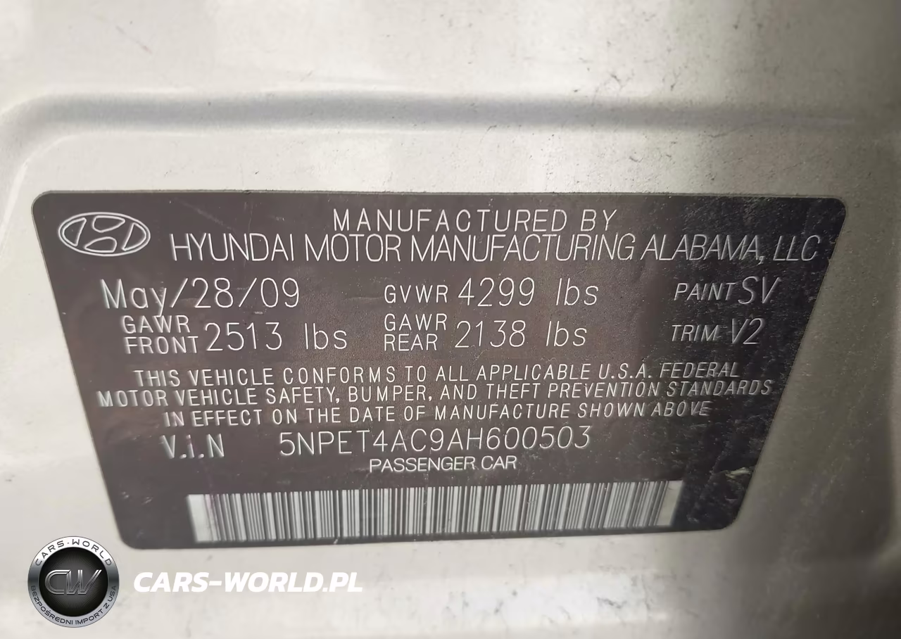 2010 Hyundai Sonata Gls VIN:5NPET4AC9AH600503 - 9